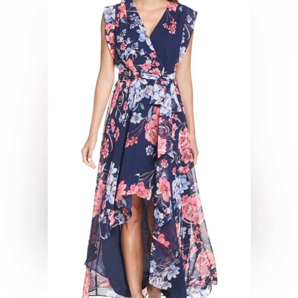 Eliza J floral high/low chiffon dress